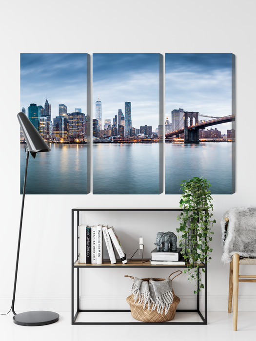 New York panorama with Brooklyn Bridge. Multi-panel canvas print. - Image 8