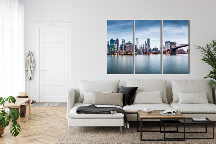 New York panorama with Brooklyn Bridge. Multi-panel canvas print. - Image 5