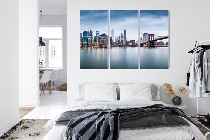 New York panorama with Brooklyn Bridge. Multi-panel canvas print. - Image 6