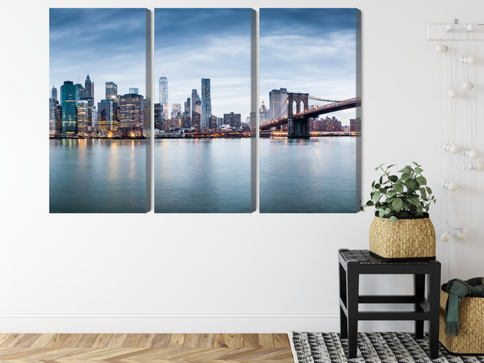 New York panorama with Brooklyn Bridge. Multi-panel canvas print. - Image 7