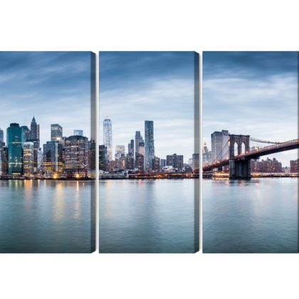 New York panorama with Brooklyn Bridge. Multi-panel canvas print.