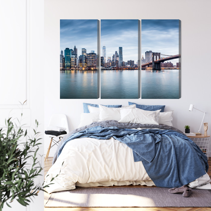 New York panorama with Brooklyn Bridge. Multi-panel canvas print. - Image 2